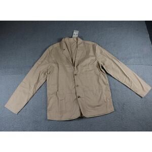 New Pact Organic Mens Blazer M Khaki Brown Boulevard Brushed Twill Blazer